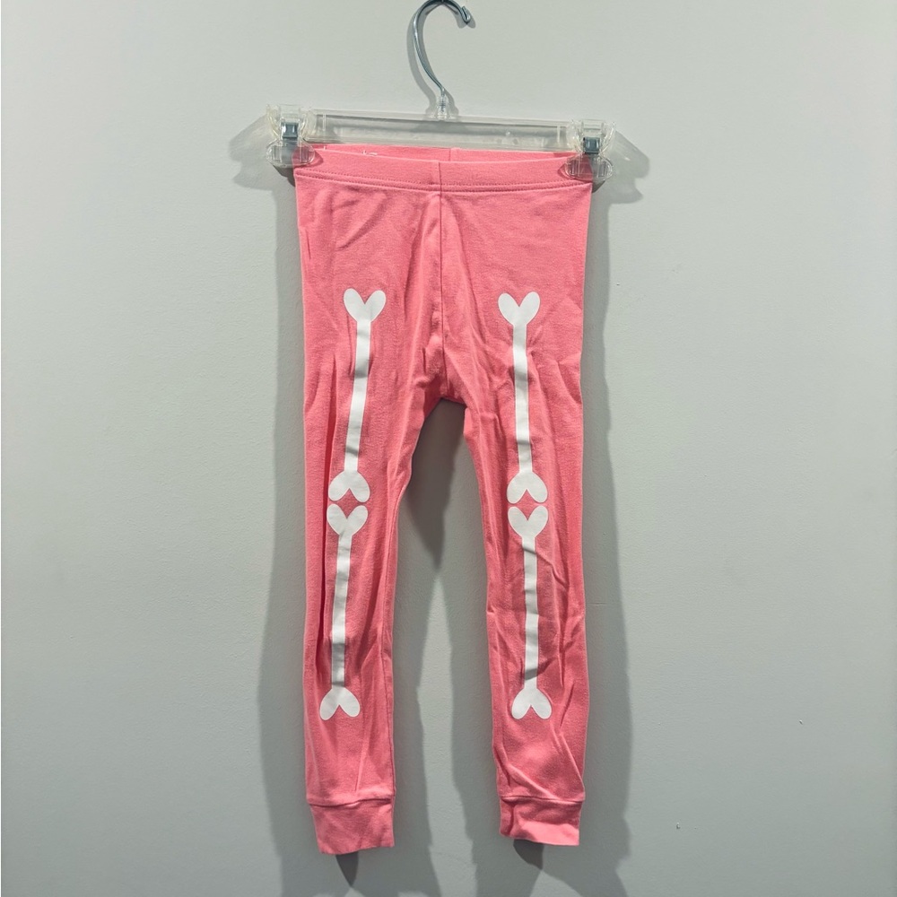 Old Navy kids 5T pink coral Halloween skeleton pj pajama set long sleeve pants - Picture 2 of 10